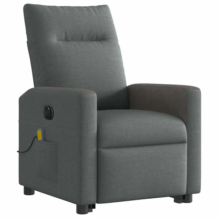 Fauteuil inclinable de massage électrique Gris foncé Tissu - 4