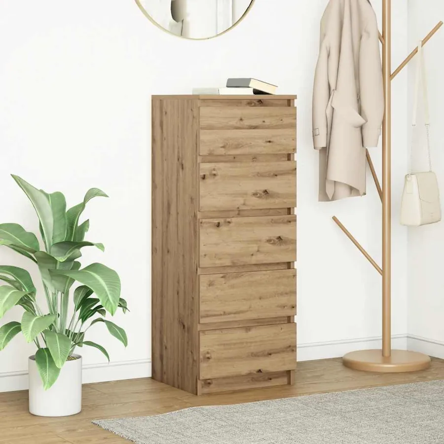 Buffet et tiroirs chêne artisanal 37,5x35x99 cm bois ingénierie