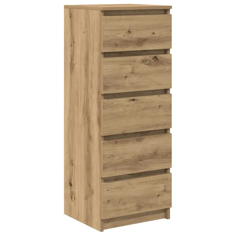 Buffet et tiroirs chêne artisanal 37,5x35x99 cm bois ingénierie - 2