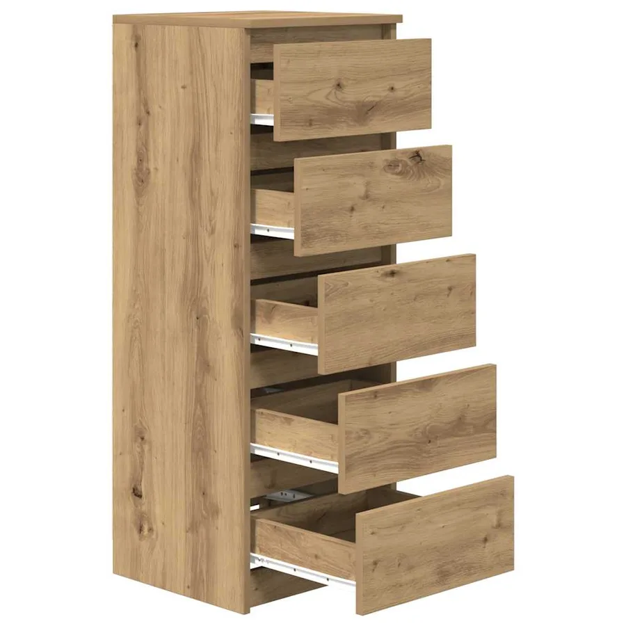 Buffet et tiroirs chêne artisanal 37,5x35x99 cm bois ingénierie - 5