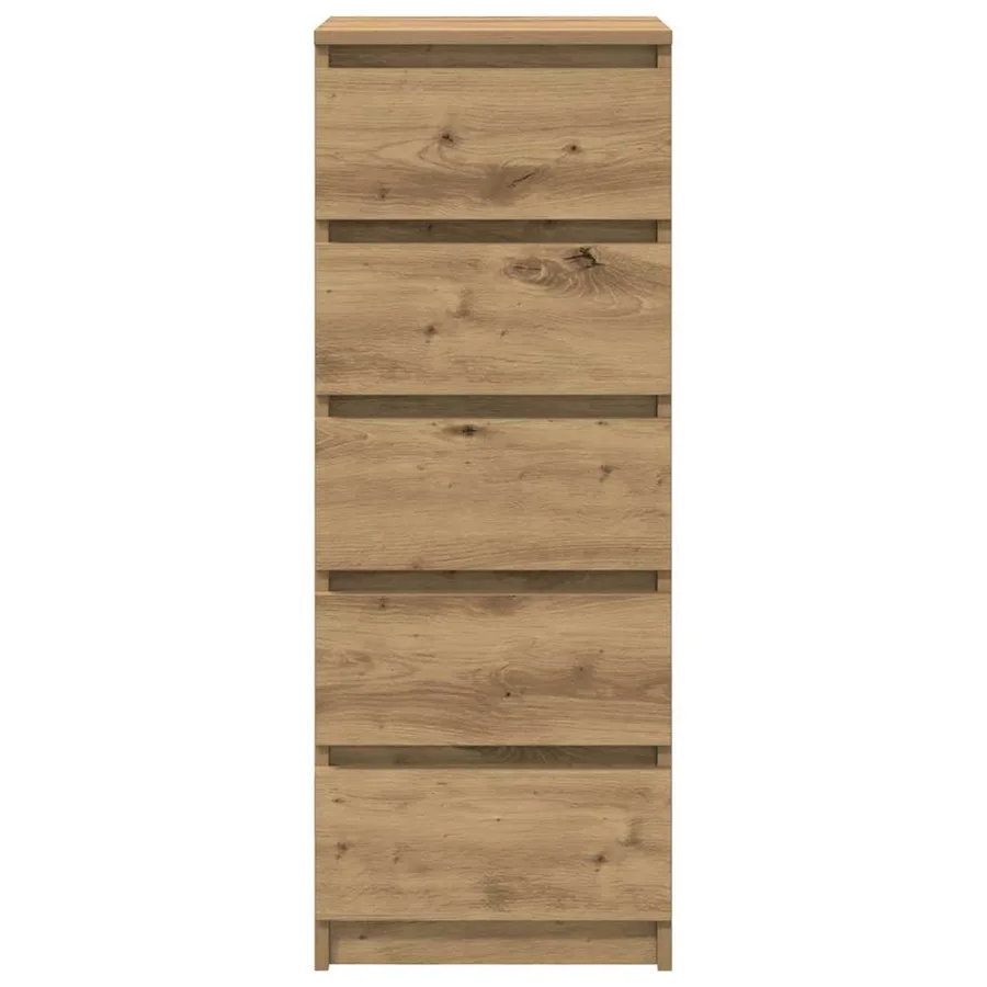 Buffet et tiroirs chêne artisanal 37,5x35x99 cm bois ingénierie - 6