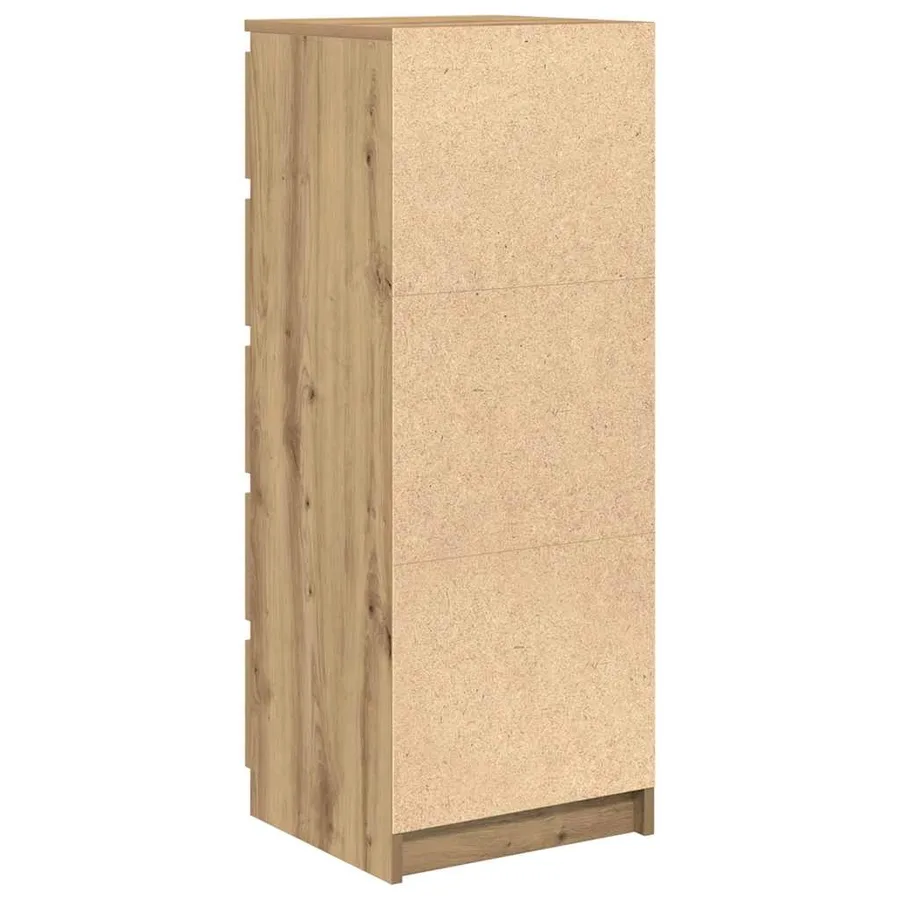 Buffet et tiroirs chêne artisanal 37,5x35x99 cm bois ingénierie - 8