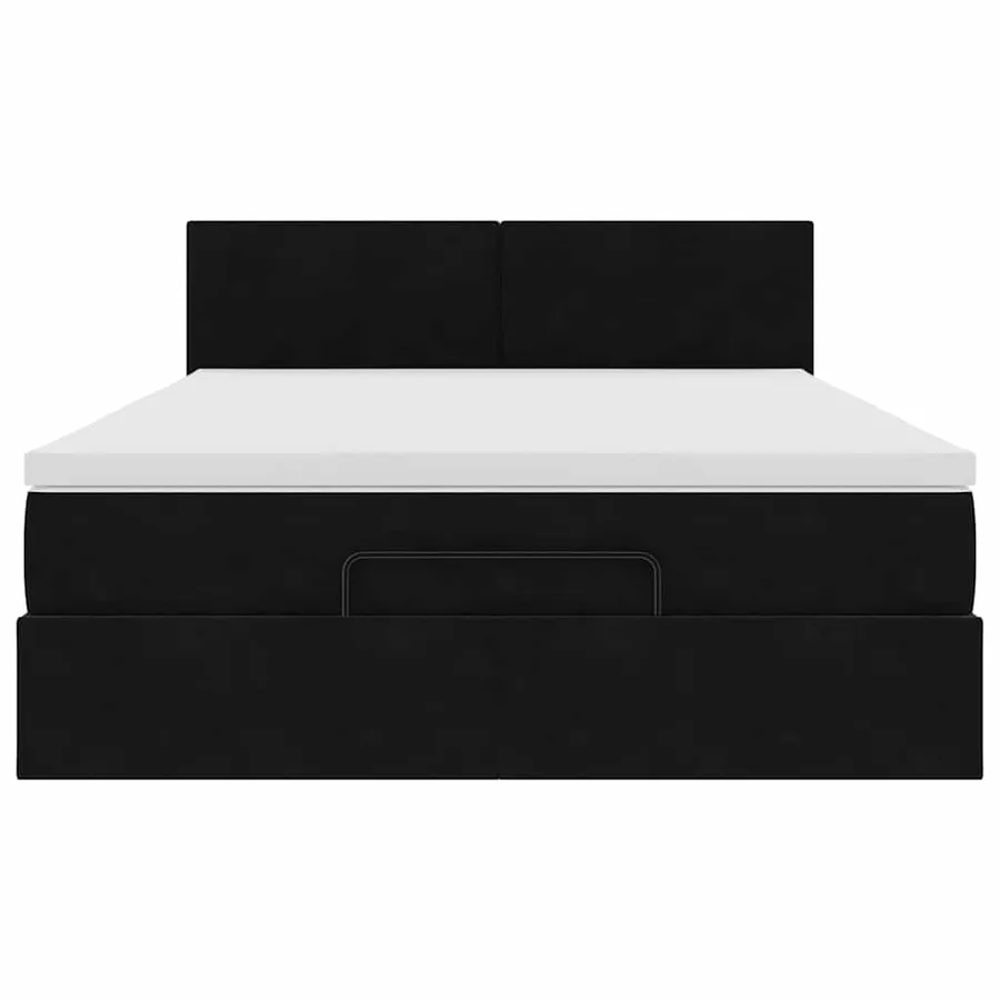Cadre de lit ottoman avec matelas noir 140x190 cm velours - 6