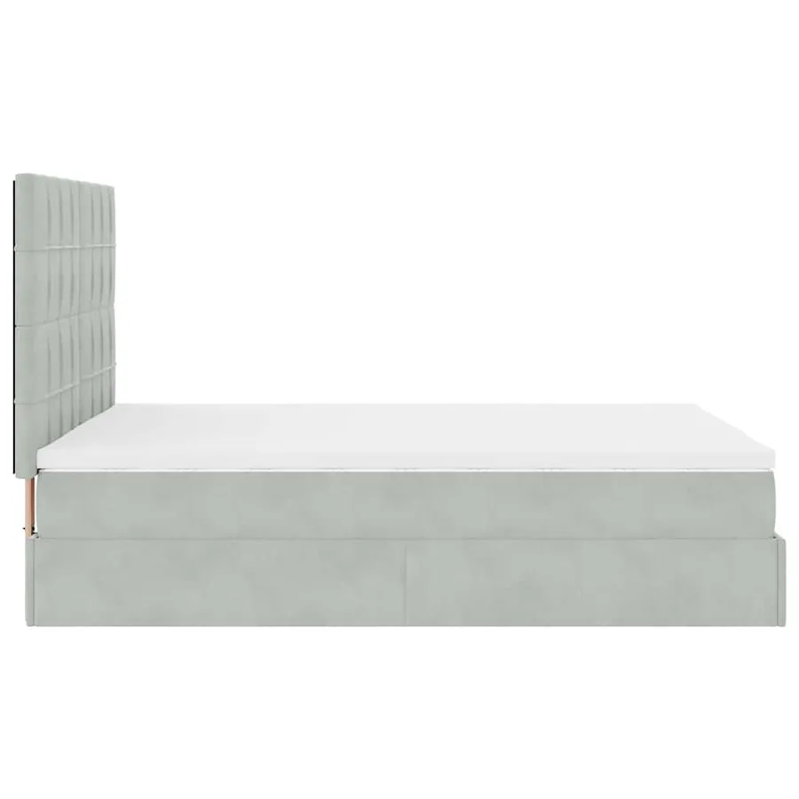 Cadre de lit ottoman et matelas gris clair 140x190 velours - 9