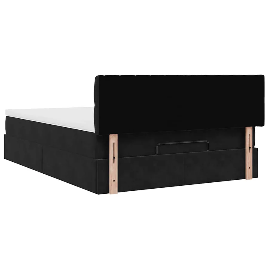 Cadre de lit ottoman avec matelas noir 140x190 cm velours - 10