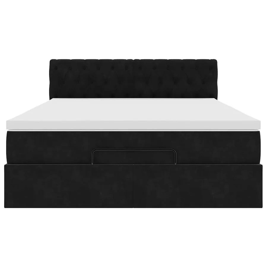 Cadre de lit ottoman avec matelas noir 140x190 cm velours - 6