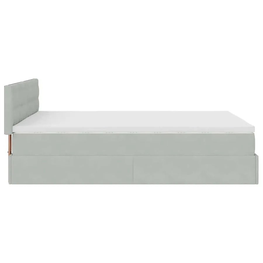Cadre de lit ottoman et matelas gris clair 140x190 velours - 11
