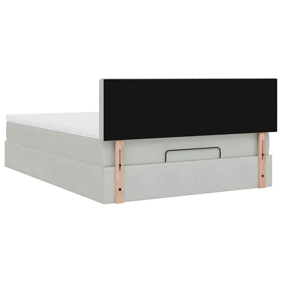 Cadre de lit ottoman et matelas gris clair 140x190 velours - 12