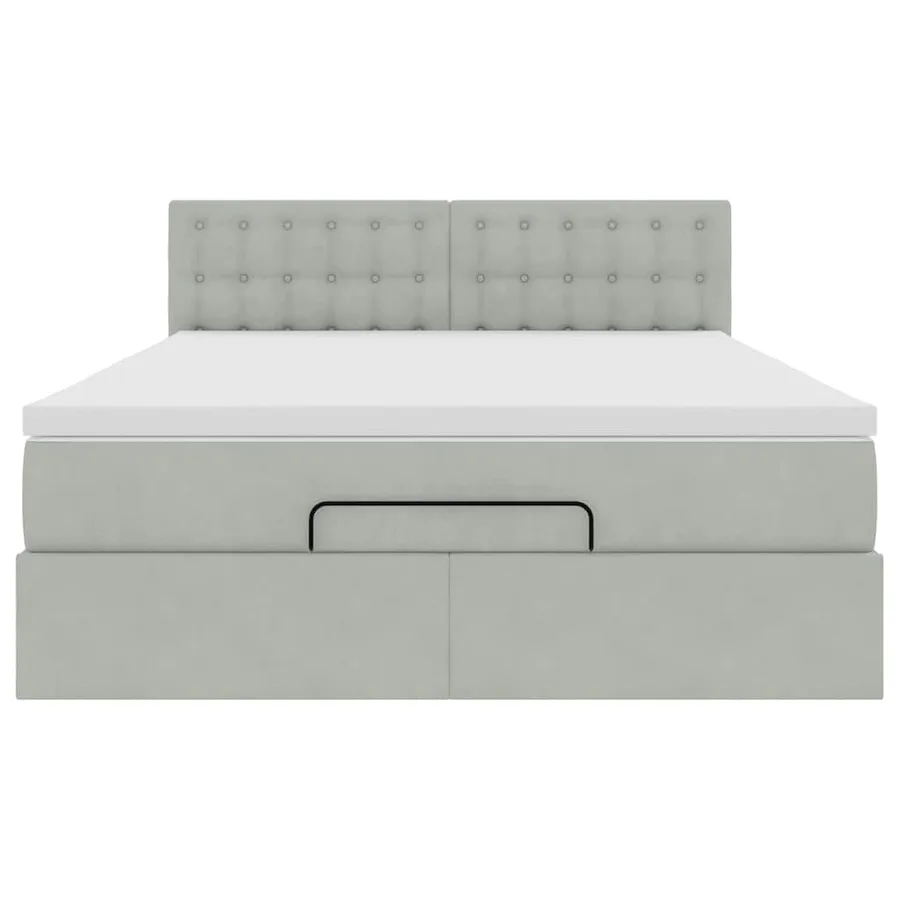 Cadre de lit ottoman et matelas gris clair 140x190 velours - 8