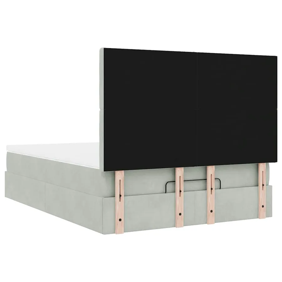 Cadre de lit ottoman et matelas gris clair 140x190 velours - 10