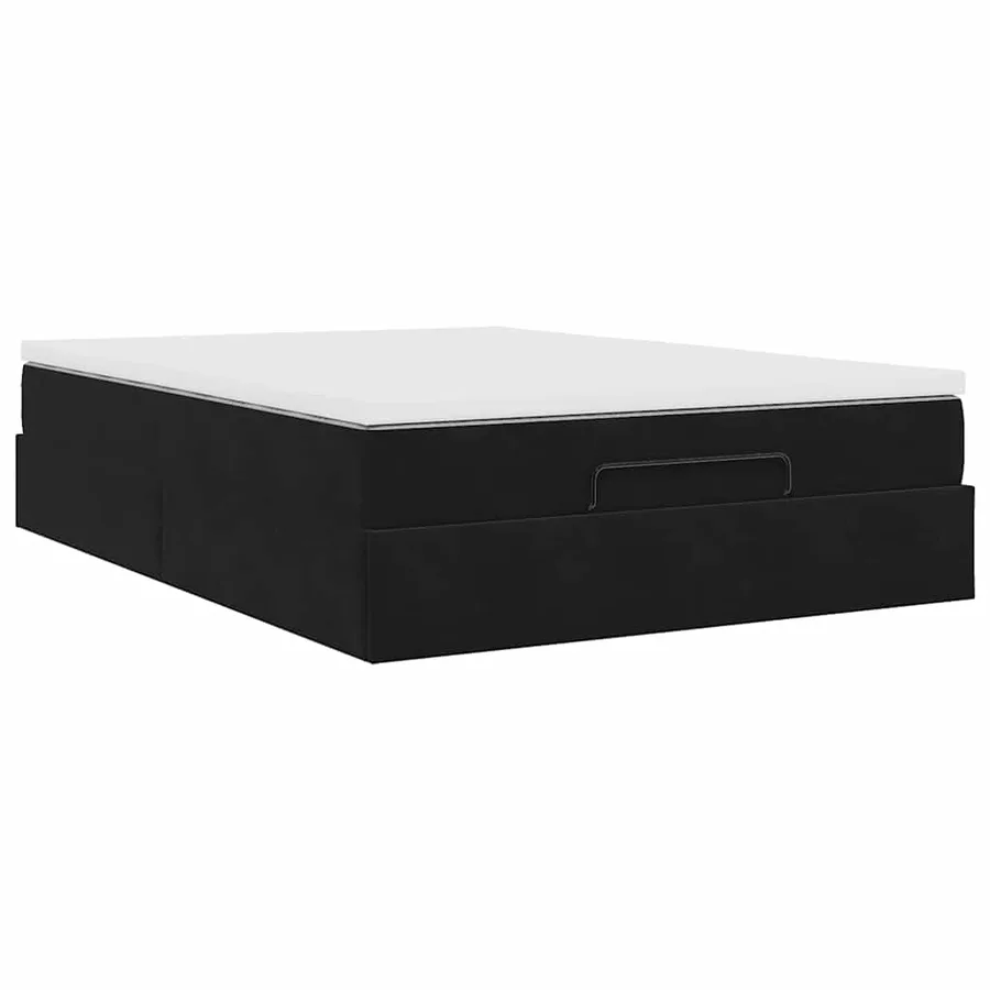Cadre de lit ottoman avec matelas noir 140x190 cm velours - 10