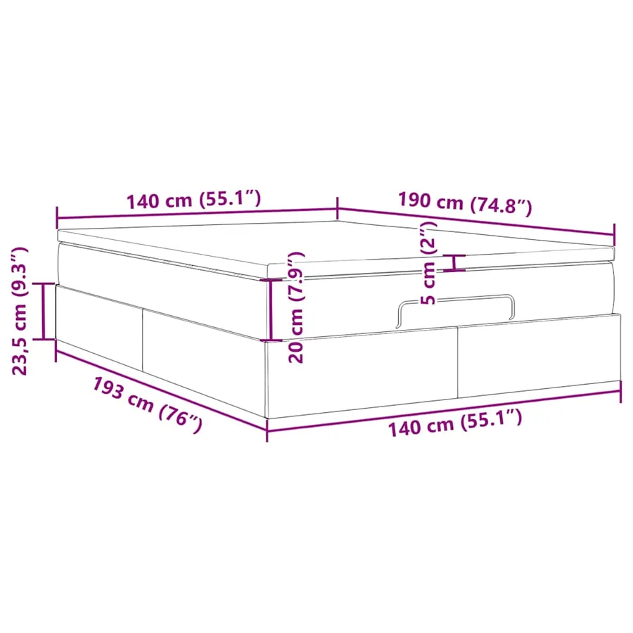 Cadre de lit ottoman avec matelas noir 140x190 cm velours - 17