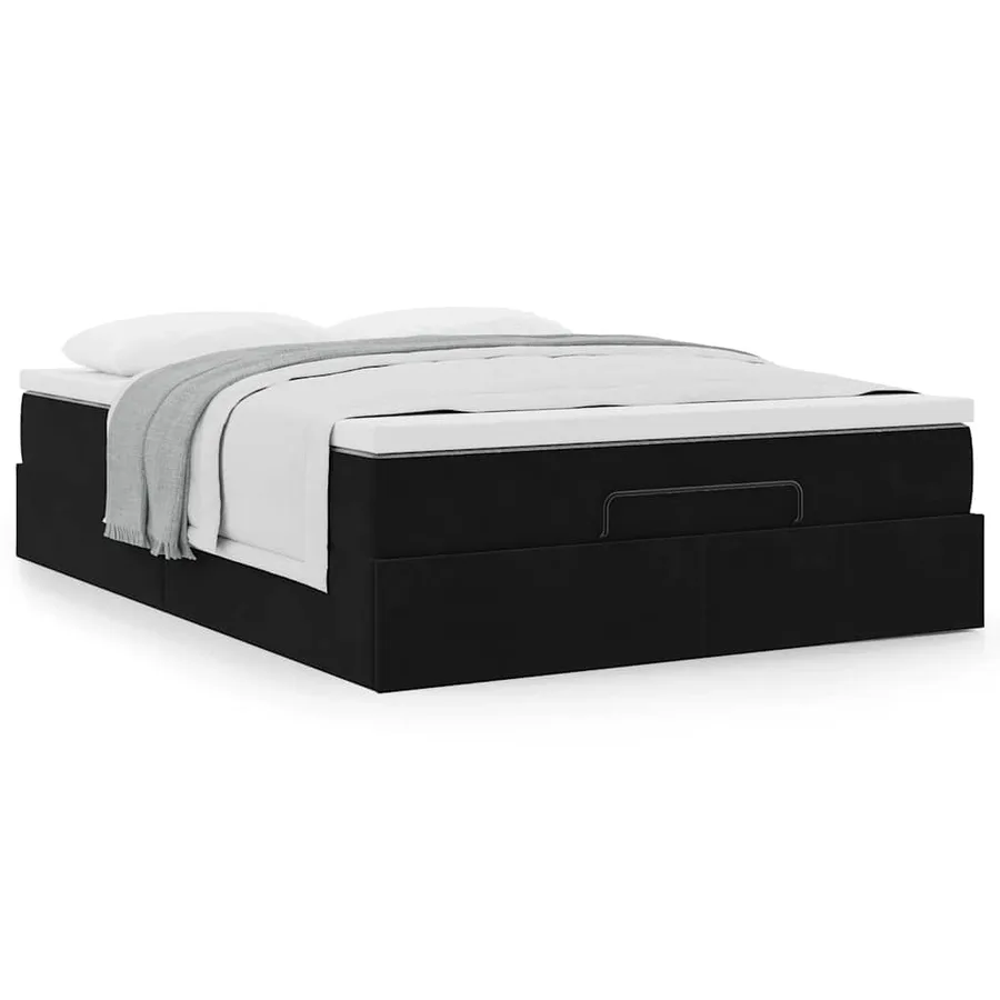 Cadre de lit ottoman avec matelas noir 140x190 cm velours - 4