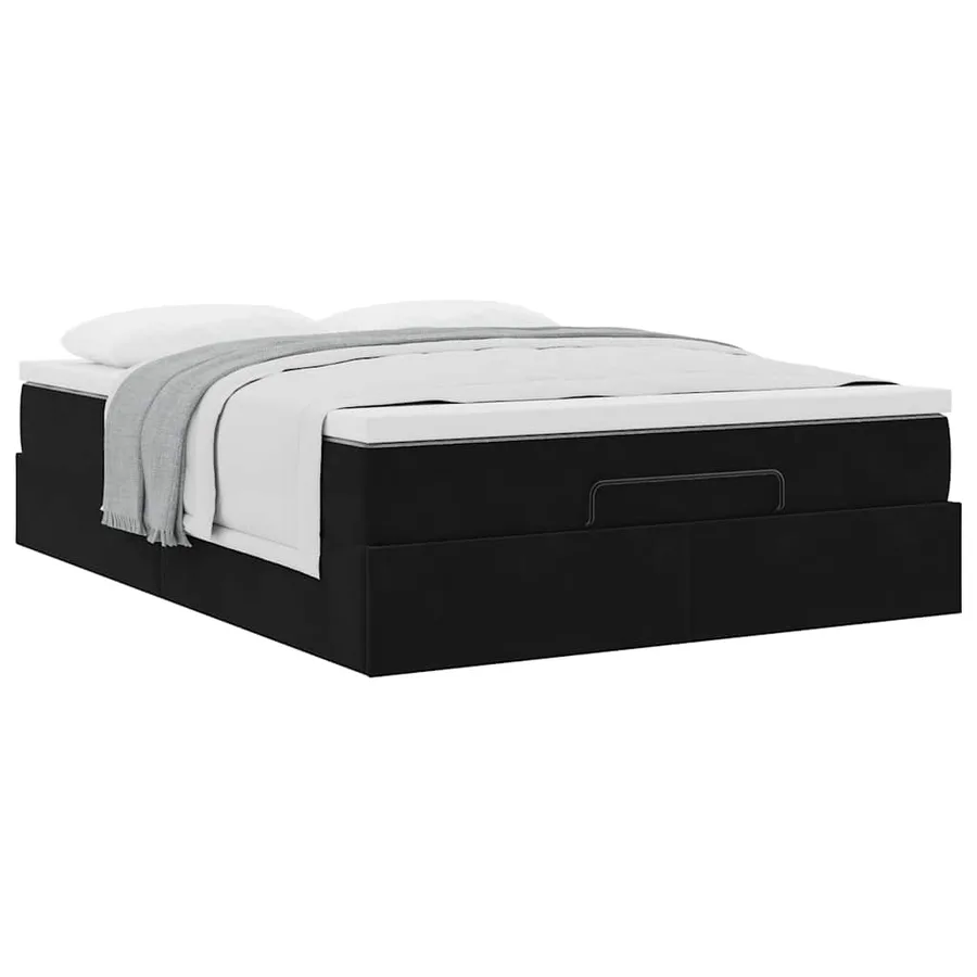 Cadre de lit ottoman avec matelas noir 140x190 cm velours - 5