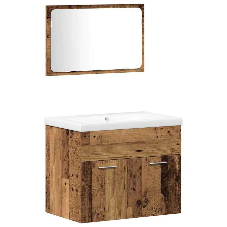 Ensemble de mobilier de salle de bain avec étagère 4 pcs Marron - 6