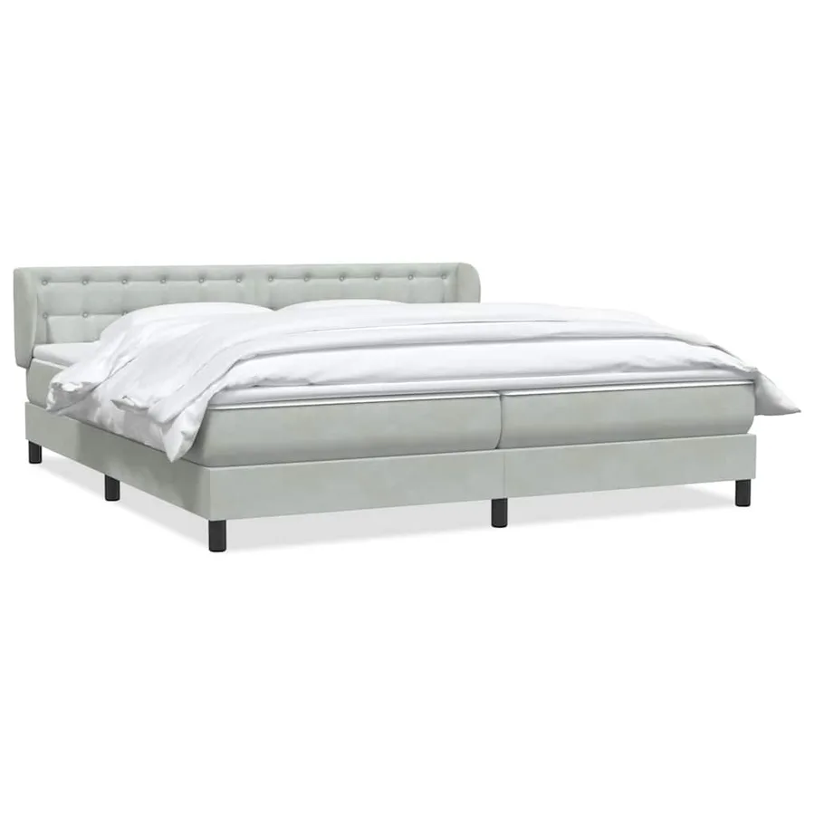 Sommier à lattes de lit et matelas gris clair 200x210cm velours - 2