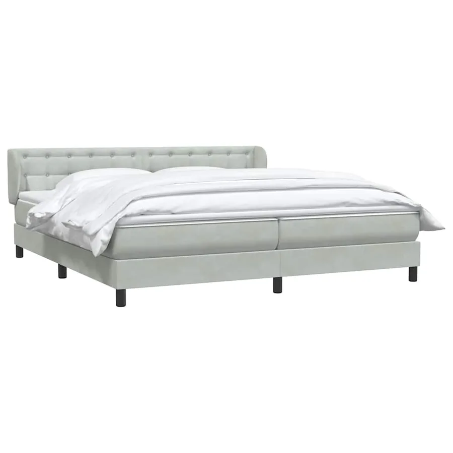 Sommier à lattes de lit et matelas gris clair 200x210cm velours - 3