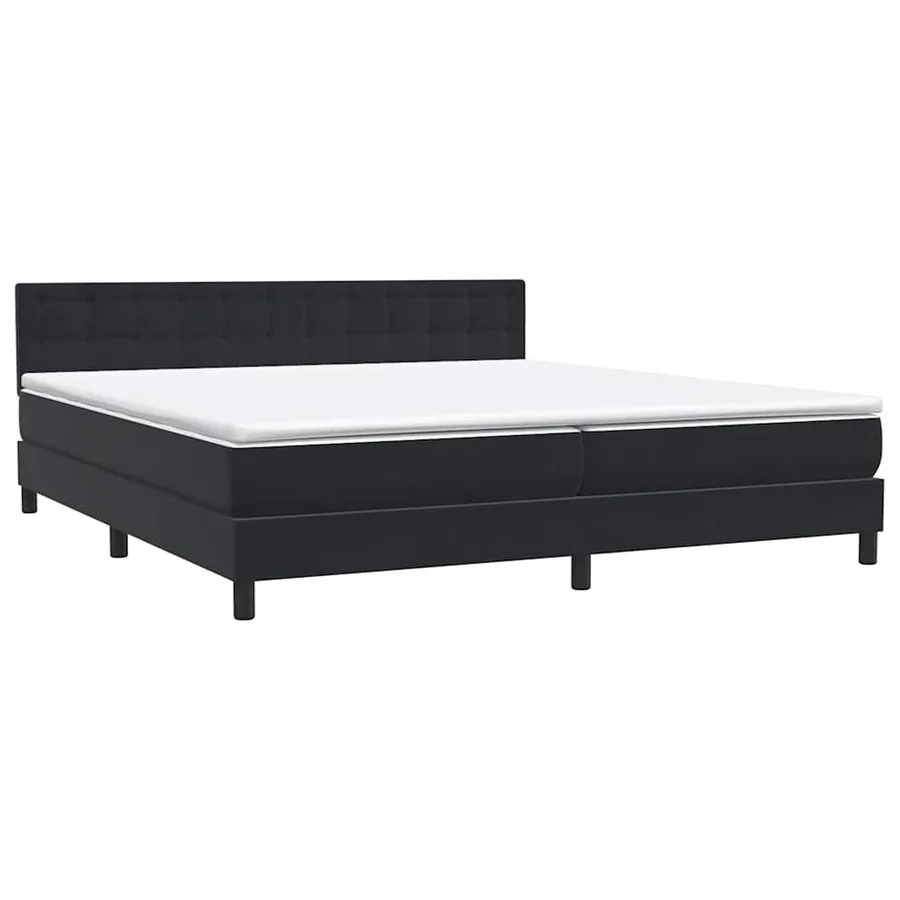 Sommier à lattes de lit avec matelas noir 180x210 cm velours - 4