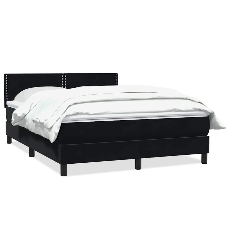 Sommier à lattes de lit avec matelas noir 140x210 cm velours - 2