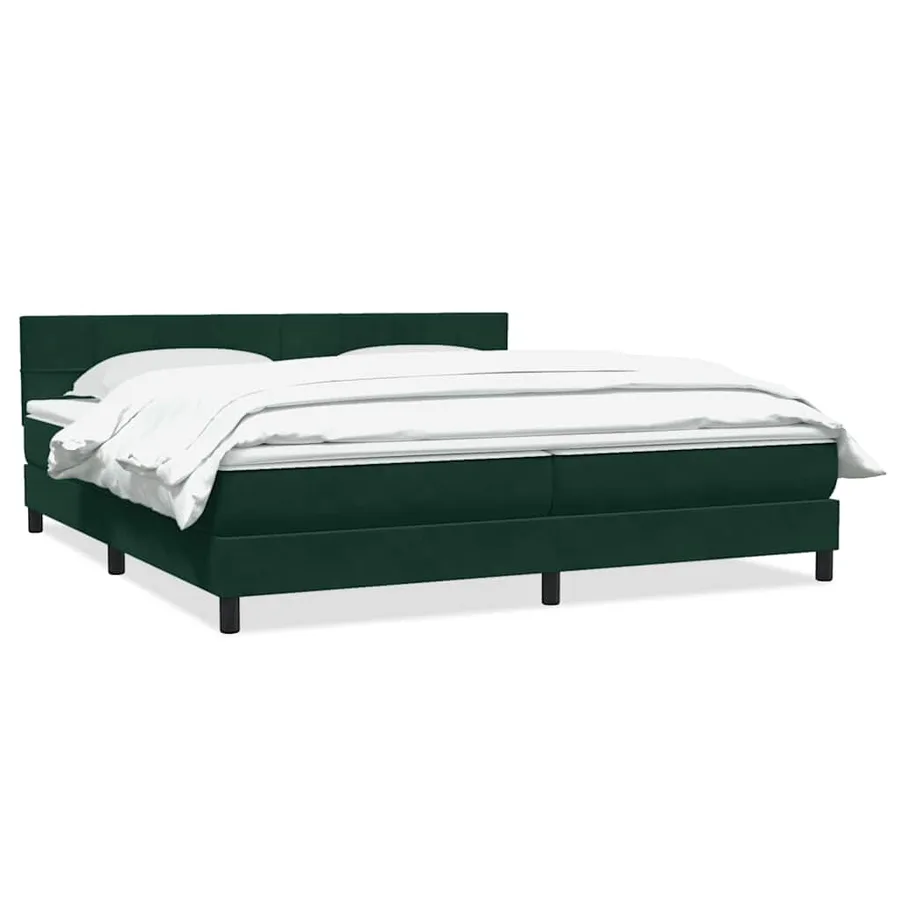 Sommier à lattes de lit et matelas vert foncé 180x210cm velours - 2