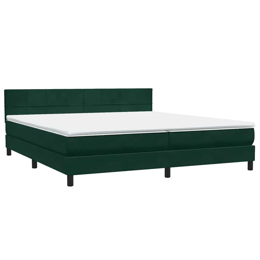 Sommier à lattes de lit et matelas vert foncé 180x210cm velours - 4