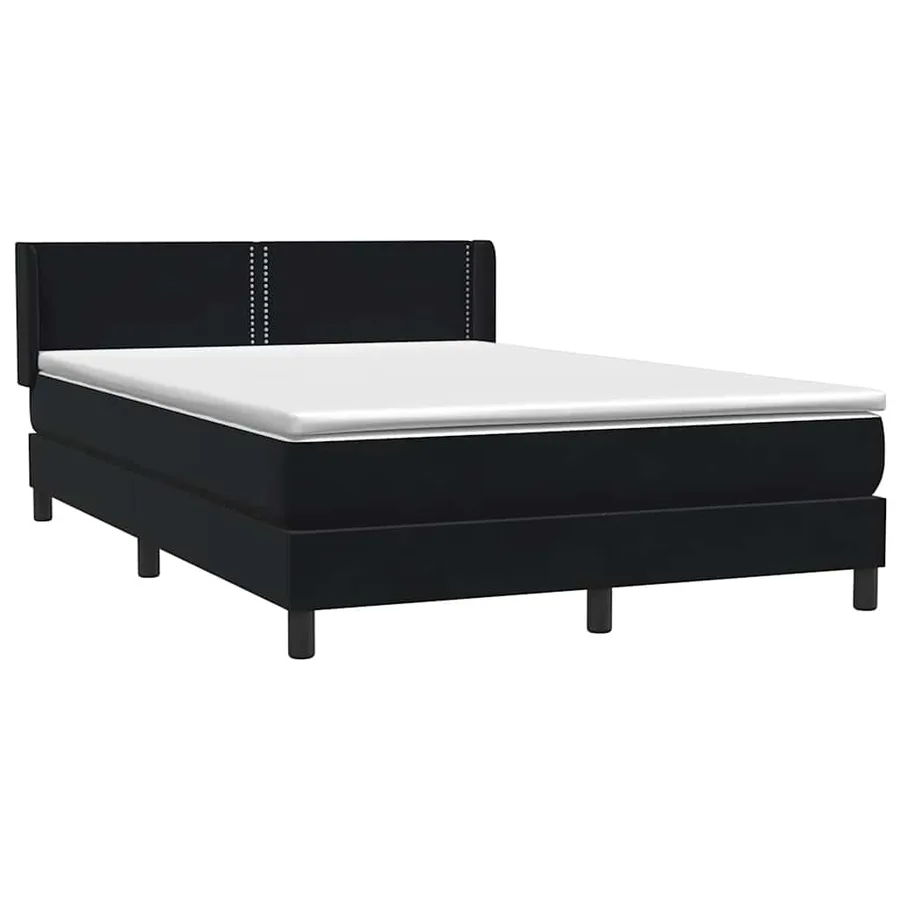 Sommier à lattes de lit avec matelas noir 140x210 cm velours - 4