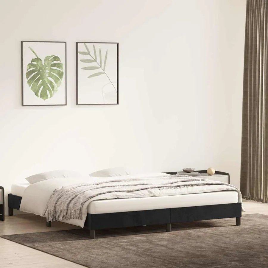 Cadre de lit sans matelas noir 200x210 cm velours - 3