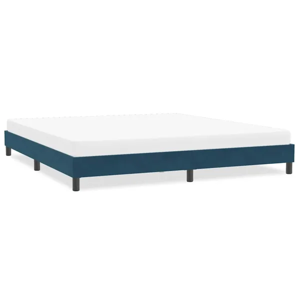 Cadre de lit sans matelas bleu foncé 200x210 cm velours