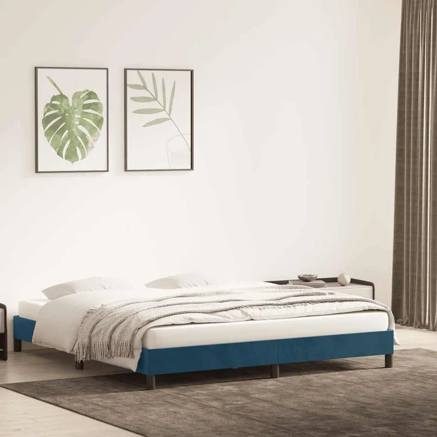 Cadre de lit sans matelas bleu foncé 200x210 cm velours - 3