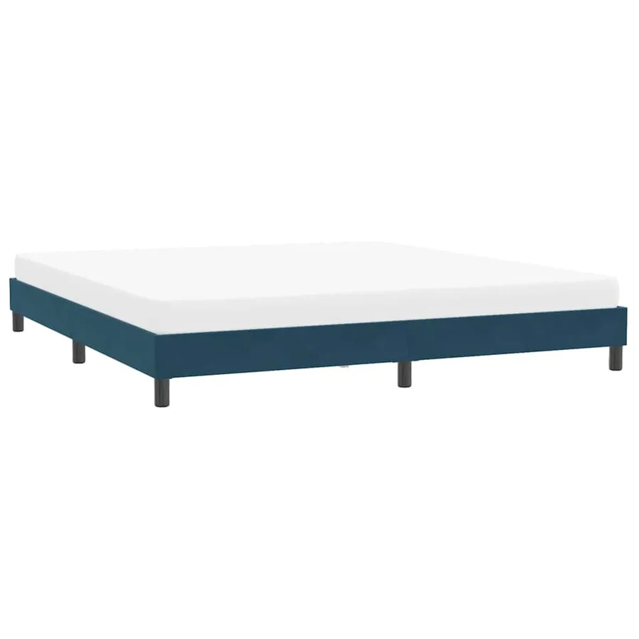 Cadre de lit sans matelas bleu foncé 200x210 cm velours - 4