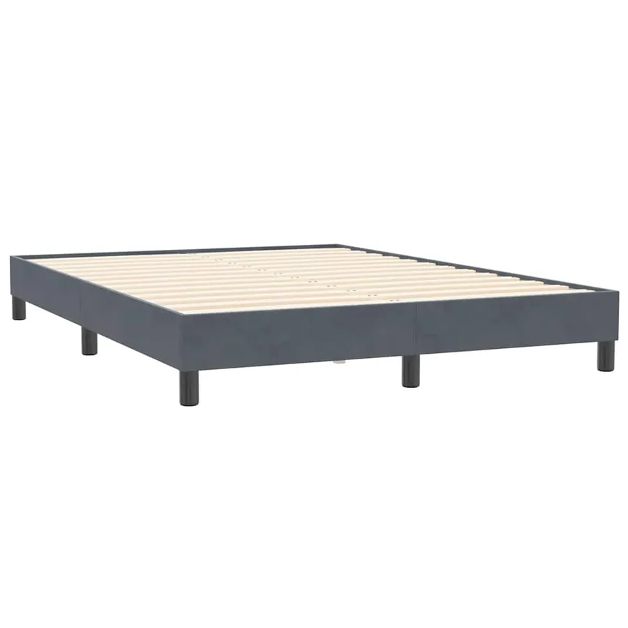 Cadre de lit sans matelas gris foncé 140x210 cm velours - 2