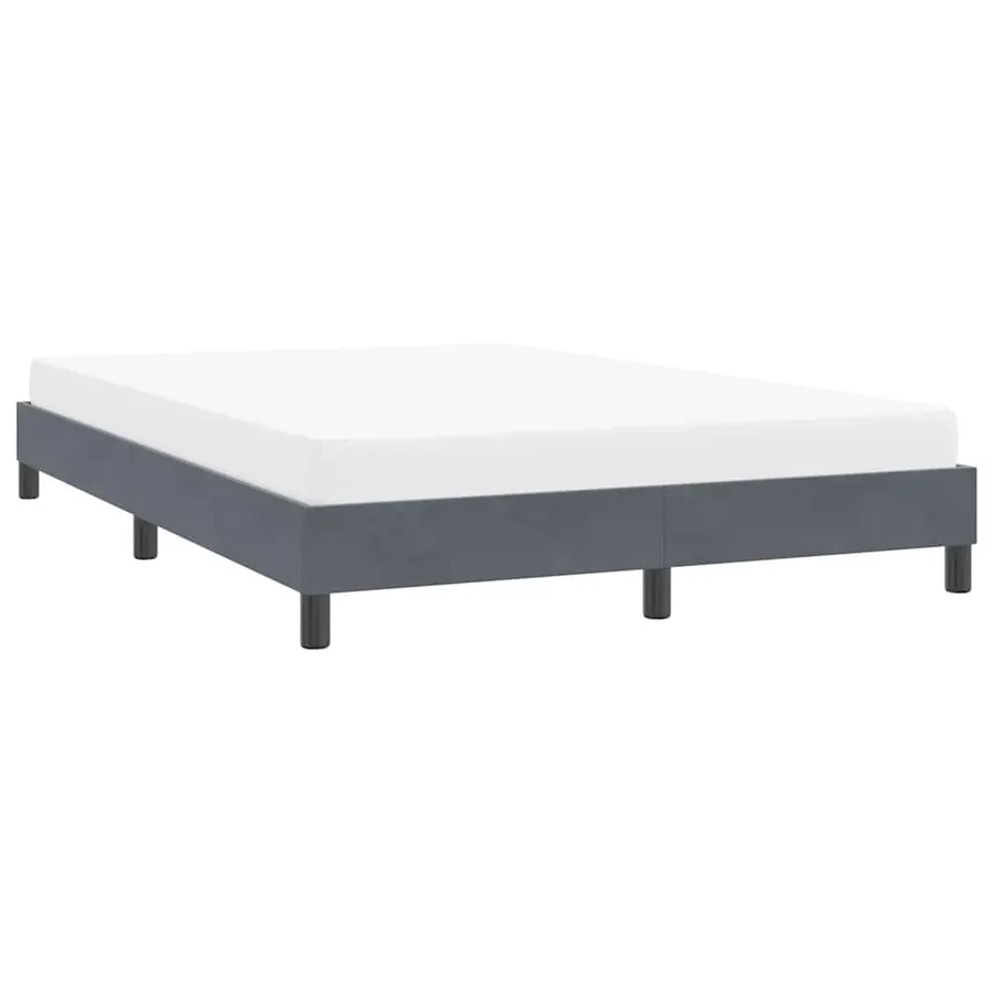 Cadre de lit sans matelas gris foncé 140x210 cm velours - 4