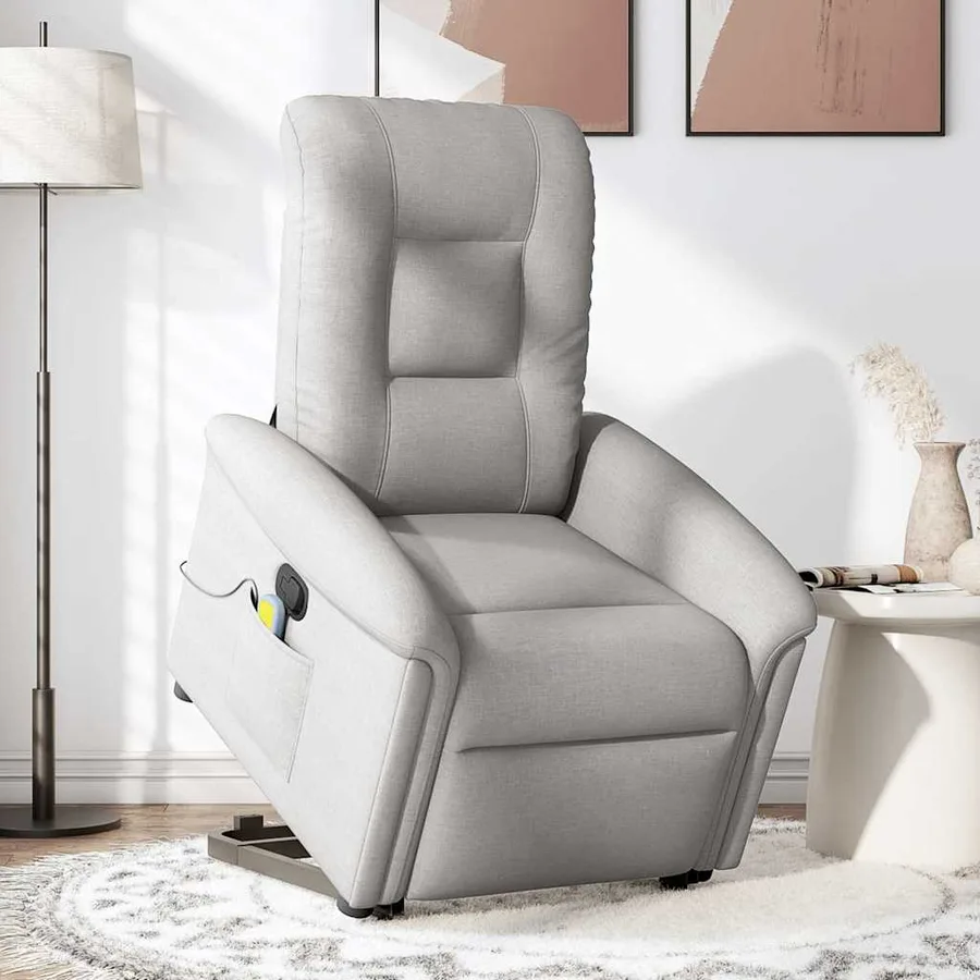 Fauteuil de massage inclinable gris nuage tissu - 3