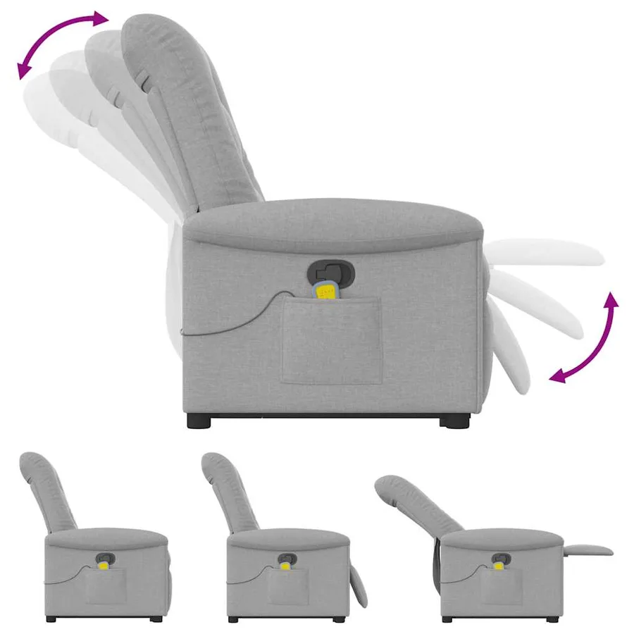 Fauteuil de massage inclinable gris nuage tissu - 8