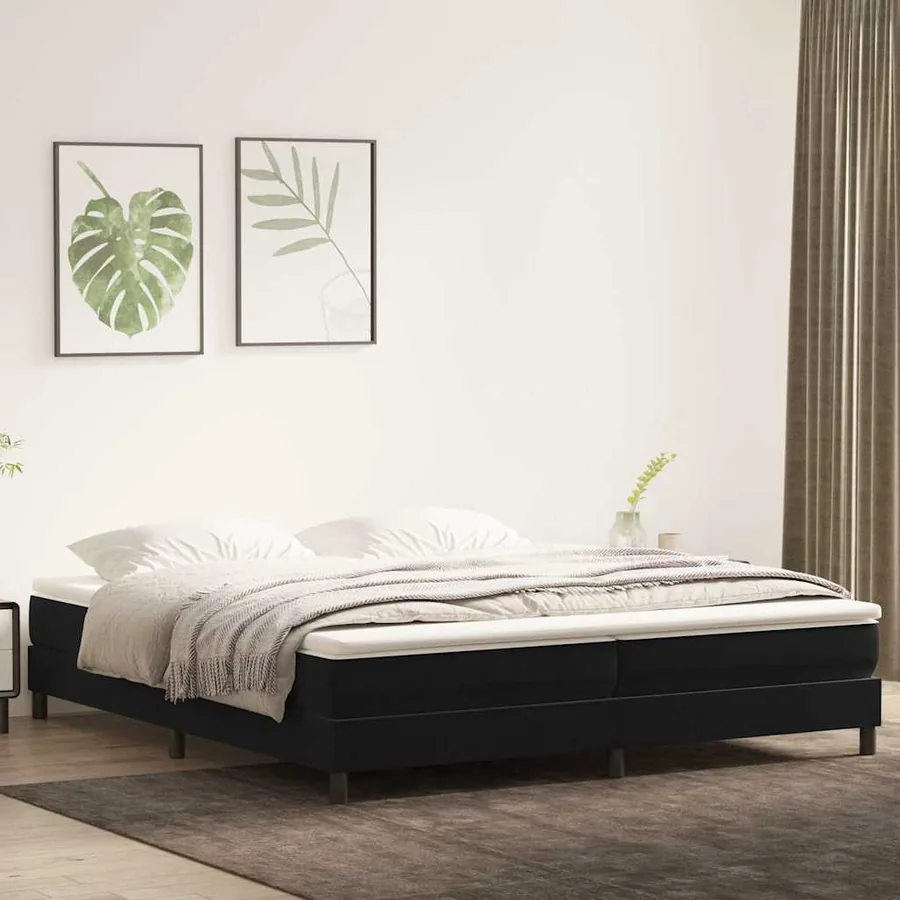 Sommier à lattes de lit sans matelas noir 200x210 cm velours