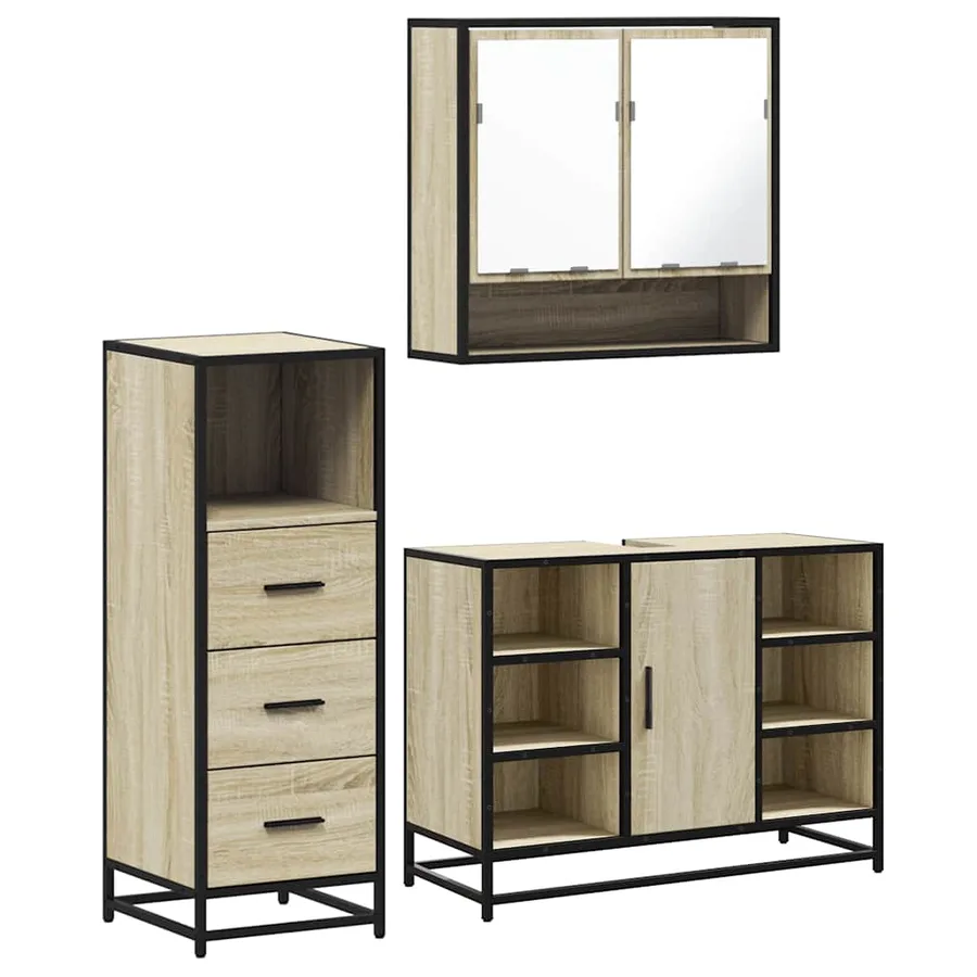 Ensemble de meubles de salle de bain 3 pcs chêne sonoma - 2