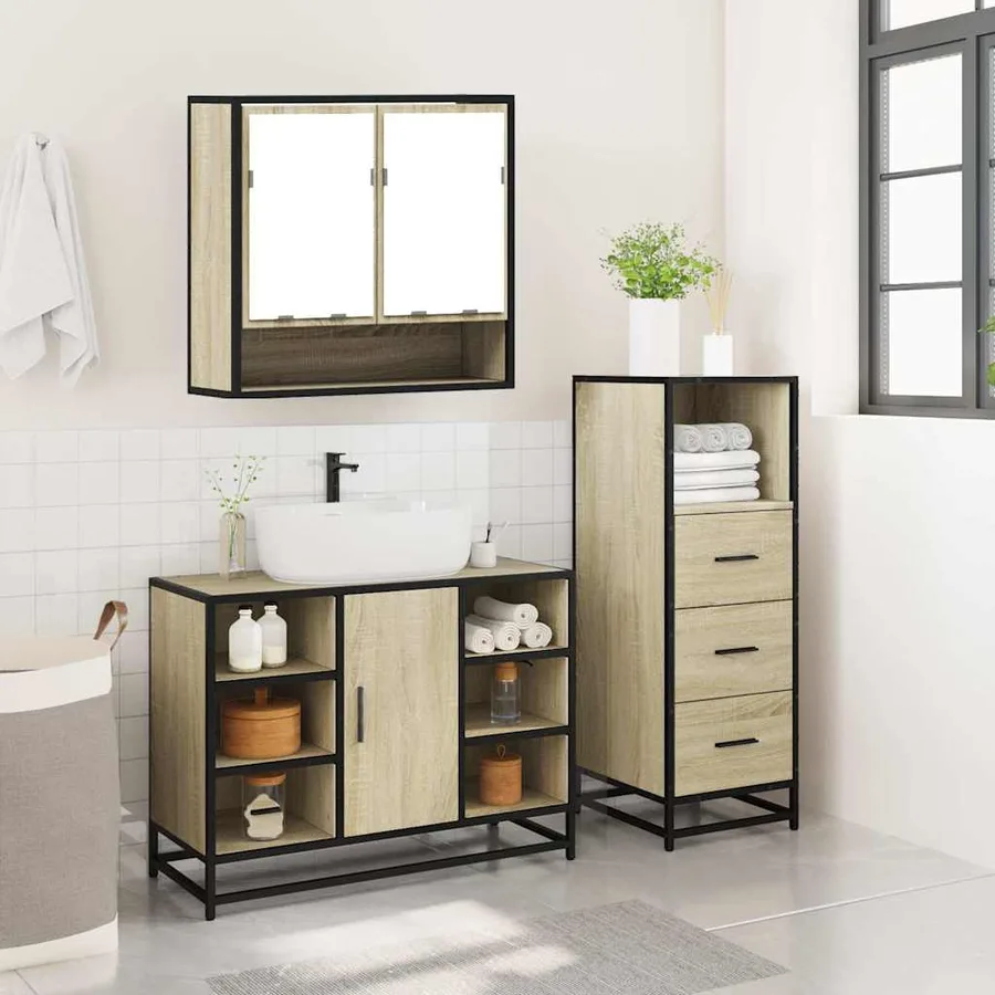Ensemble de meubles de salle de bain 3 pcs chêne sonoma - 4