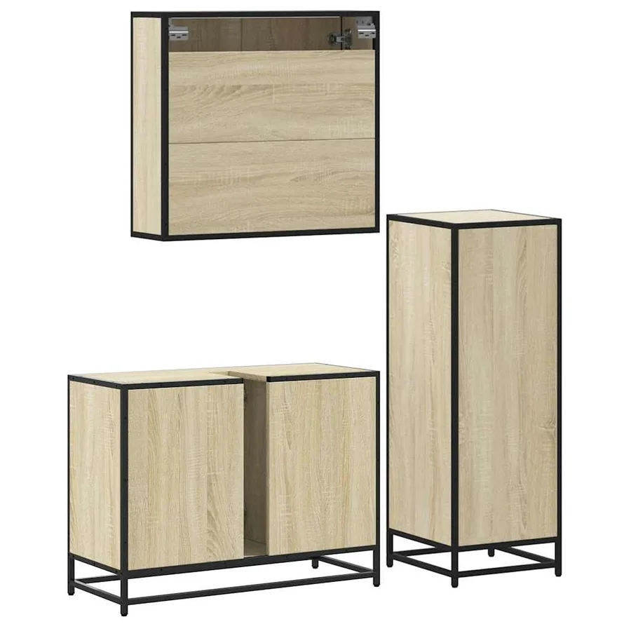 Ensemble de meubles de salle de bain 3 pcs chêne sonoma - 7