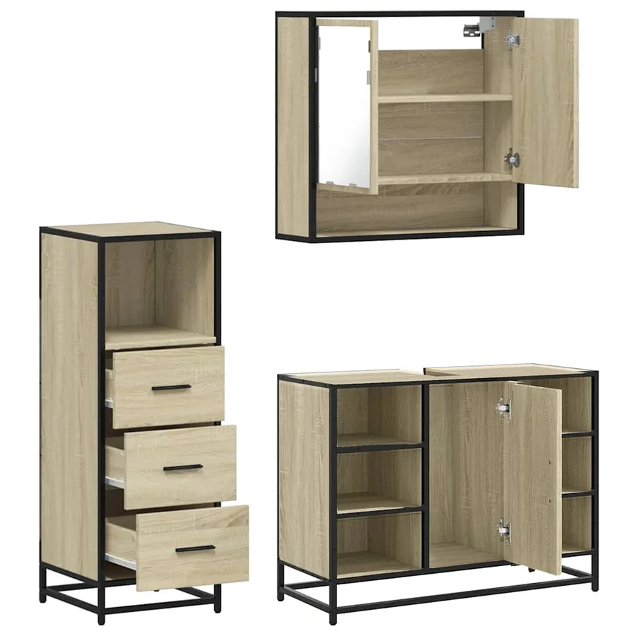 Ensemble de meubles de salle de bain 3 pcs chêne sonoma - 8