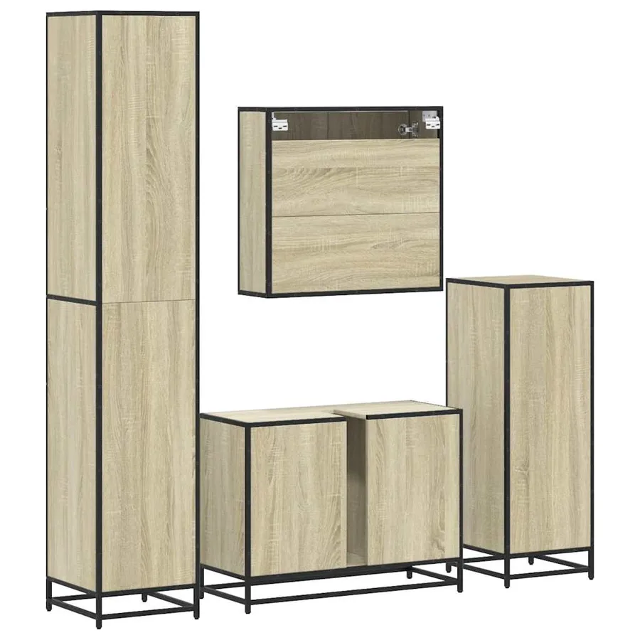 Ensemble de meubles de salle de bain 4 pcs chêne sonoma - 8