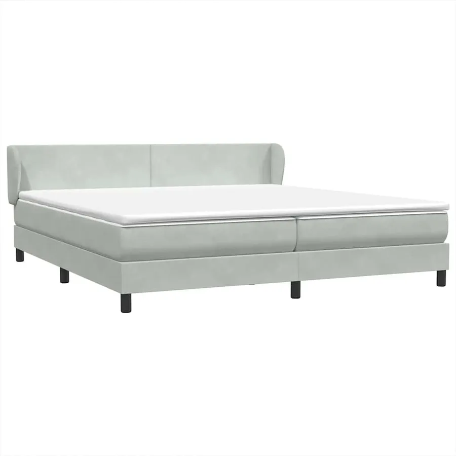 Sommier à lattes de lit et matelas gris clair 180x210cm velours - 2