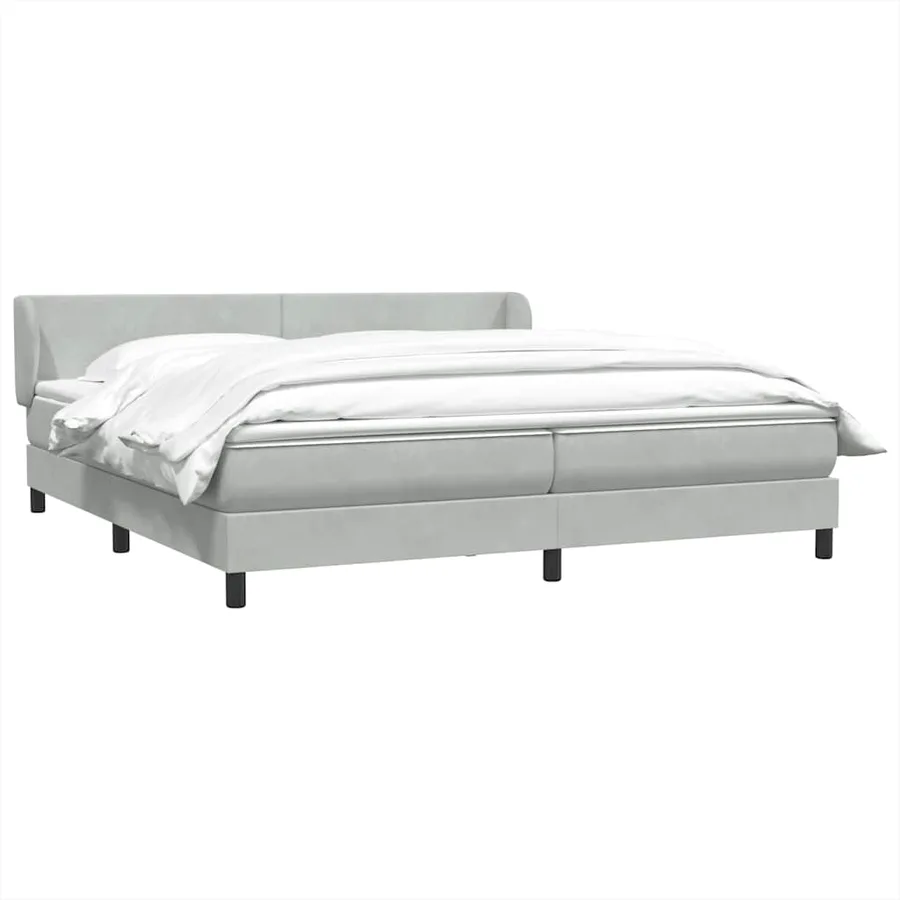 Sommier à lattes de lit et matelas gris clair 180x210cm velours - 4