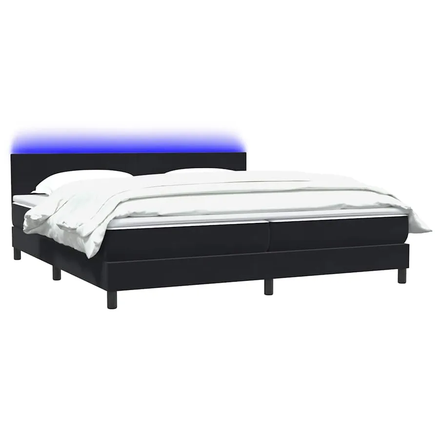 Sommier à lattes de lit avec matelas et LED noir 200x210 cm Velours - 3