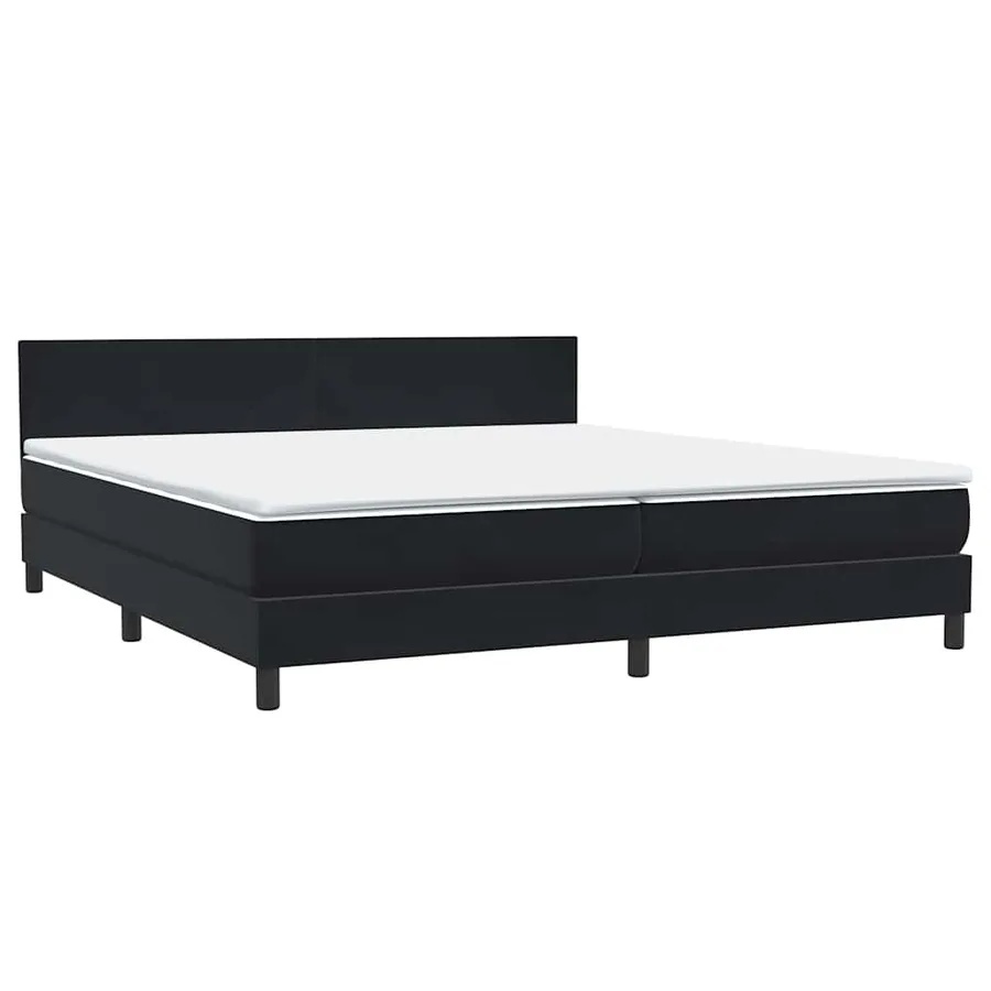 Sommier à lattes de lit avec matelas et LED noir 200x210 cm Velours - 5