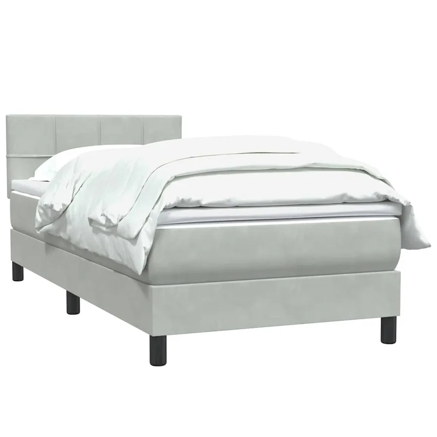 Sommier à lattes de lit et matelas gris clair 100x210cm velours - 3