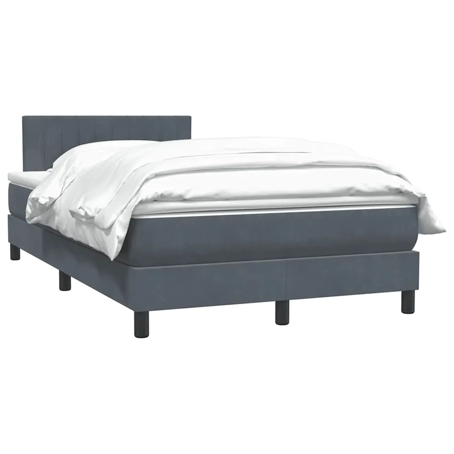 Sommier à lattes de lit et matelas gris foncé 120x210cm velours - 2