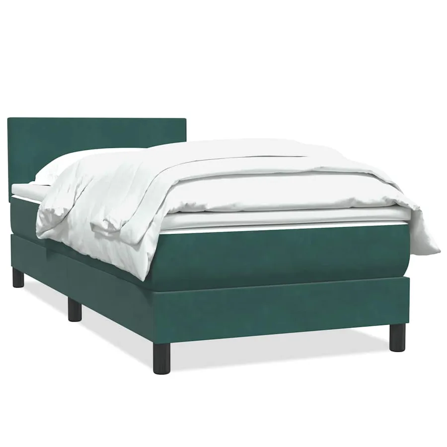 Sommier à lattes de lit et matelas vert foncé 90x220 cm velours - 2