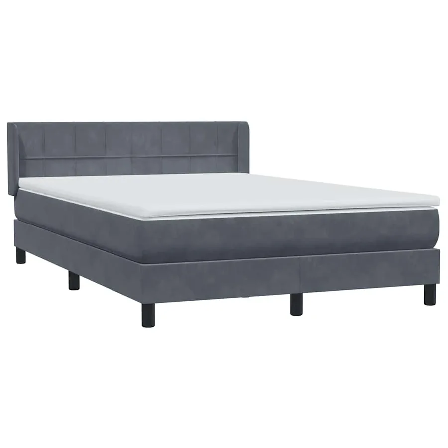 Sommier à lattes de lit et matelas gris foncé 140x210cm velours - 4