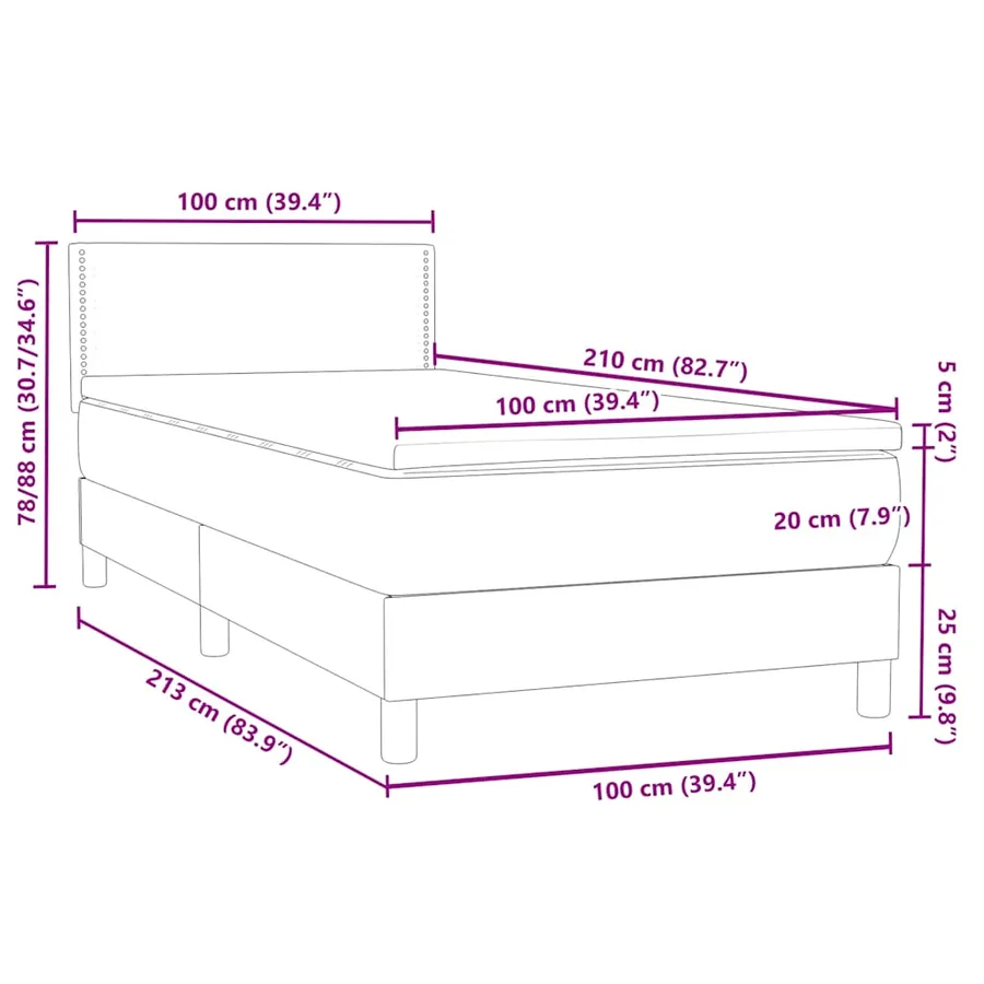 Sommier à lattes de lit et matelas gris clair 100x210cm velours - 12