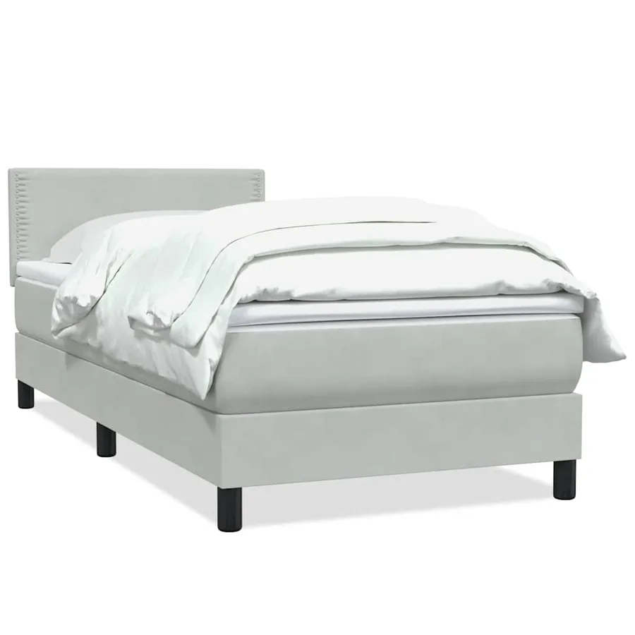 Sommier à lattes de lit et matelas gris clair 100x210cm velours - 2